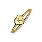 Tiny Minimalist Silver Ring Heart Shape Initial Monogram Gold Plated Sterling - Image 9