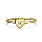 Tiny Minimalist Silver Ring Heart Shape Initial Monogram Gold Plated Sterling - Image 26