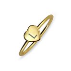 Tiny Minimalist Silver Ring Heart Shape Initial Monogram Gold Plated Sterling - Image 17