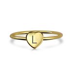 Tiny Minimalist Silver Ring Heart Shape Initial Monogram Gold Plated Sterling - Image 34