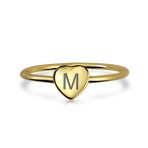 Tiny Minimalist Silver Ring Heart Shape Initial Monogram Gold Plated Sterling - Image 27