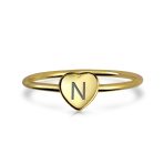 Tiny Minimalist Silver Ring Heart Shape Initial Monogram Gold Plated Sterling - Image 28