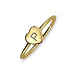 Tiny Minimalist Silver Ring Heart Shape Initial Monogram Gold Plated Sterling - Image 12