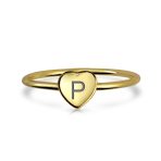 Tiny Minimalist Silver Ring Heart Shape Initial Monogram Gold Plated Sterling - Image 29