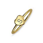 Tiny Minimalist Silver Ring Heart Shape Initial Monogram Gold Plated Sterling - Image 14