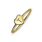 Tiny Minimalist Silver Ring Heart Shape Initial Monogram Gold Plated Sterling - Image 15