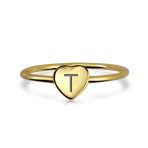 Tiny Minimalist Silver Ring Heart Shape Initial Monogram Gold Plated Sterling - Image 32