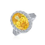 Vintage Style 6CT Oval Halo CZ Cubic Zirconia Engagement Cocktail Ring Sterling Silver Pave Side Stones - Image 4