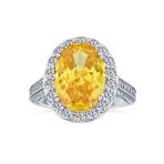 Vintage Style 6CT Oval Halo CZ Cubic Zirconia Engagement Cocktail Ring Sterling Silver Pave Side Stones - Image 2