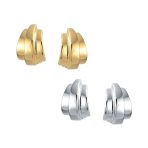 Geometric Shrimp Half Hoop Clip On Earrings For Non Pierced Ears Polished Yellow Gold Plated - Image 2