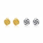 Set of 2 Love Knot Braided Edge & Twisted Rope Stud Earrings Gold Plated Silver