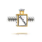Crystal Bead Charm Two Tone Gold Plated Perfume Bottle for European Bracelet - Image 2