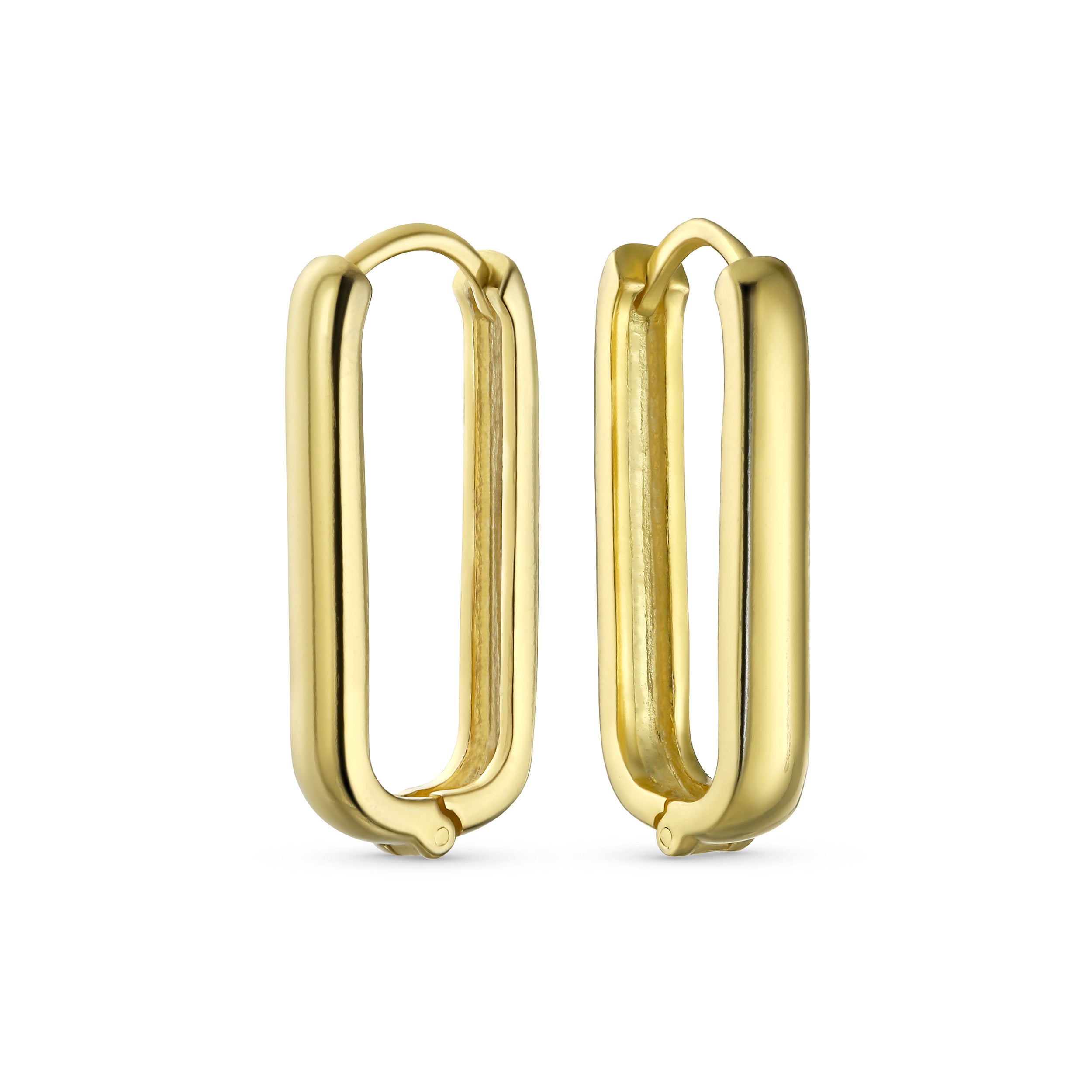 gold-simple-geometric-rectangle-hoop-srn-s896228e-g-011 Minimalist Geometric CZ Hoop Earrings in Gold-Plated Sterling Silver - Image 1