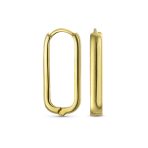 Minimalist Geometric CZ Hoop Earrings in Gold-Plated Sterling Silver - Image 3