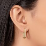 Minimalist Geometric CZ Hoop Earrings in Gold-Plated Sterling Silver - Image 5