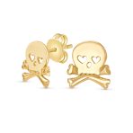 Whimsical Heart Eyes Pirate Skull & Crossbones Stud Earrings Sterling Silver - Image 2