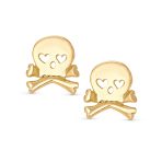 Whimsical Heart Eyes Pirate Skull & Crossbones Stud Earrings Sterling Silver - Image 4