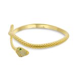 Egyptian Green Eye Bypass Statement Snake Bangle Cuff Bracelet Adjustable