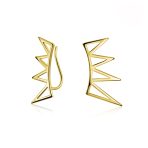 Boho Minimalist Geometric Ear Cuff Cartilage Spike Earrings Sterling Silver - Image 2