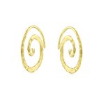 Boho Geometric Hoop Huggie Earrings 14K Gold Plated Sterling Silver Spiral Design - Image 4