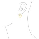 Boho Geometric Hoop Huggie Earrings 14K Gold Plated Sterling Silver Spiral Design - Image 6