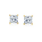 Set of 2 Multi Color Square CZ Stud Earrings Silver Black Plated Screw Back - Image 13