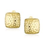 Geometric Hammered Square Clip-On Earrings Silver Gold - Image 2