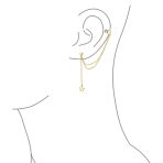USA Patriotic Star Double Chain Ear Lobe Cartilage Clip On Ear Cuff Wrap Stud Earring Set Gold Plated Sterling Silver - Image 7