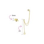 USA Patriotic Star Double Chain Ear Lobe Cartilage Clip On Ear Cuff Wrap Stud Earring Set Gold Plated Sterling Silver - Image 9