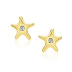 Petite Nautical Dolphin Turtle 14K Gold Stud Earrings with Secure Screw Back - Image 2