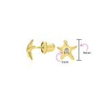 Petite Nautical Dolphin Turtle 14K Gold Stud Earrings with Secure Screw Back - Image 4