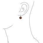 Hexagon Brown Tortoise Shell Dangle Earrings 14K Gold Plated Stainless Steel - Image 3