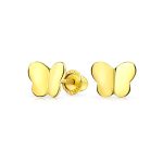 Petite 14K Yellow Gold Butterfly Stud Earrings Screwback