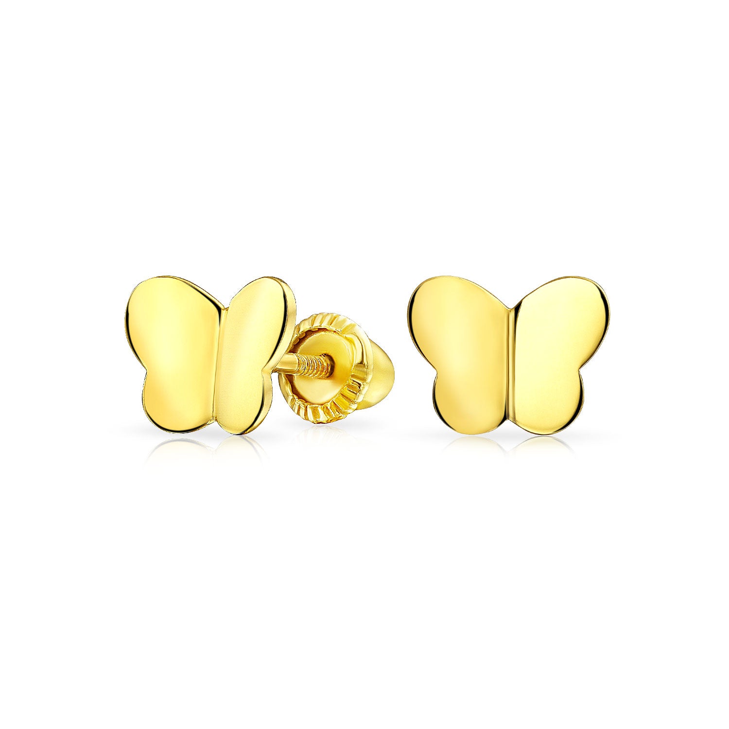 gold-stud-earring-butterfly_gio-fe3923-az Petite 14K Yellow Gold Butterfly Stud Earrings Screwback - Image 1