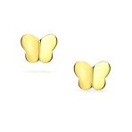 Petite 14K Yellow Gold Butterfly Stud Earrings Screwback - Image 2
