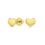Initial A-Z Real 14K Gold Mini Solid Heart Stud Earrings