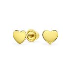 Initial A-Z Real 14K Gold Mini Solid Heart Stud Earrings