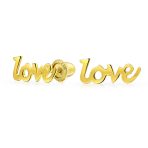 Petite 14K Gold Love Symbol Stud Earrings Secure Screwback
