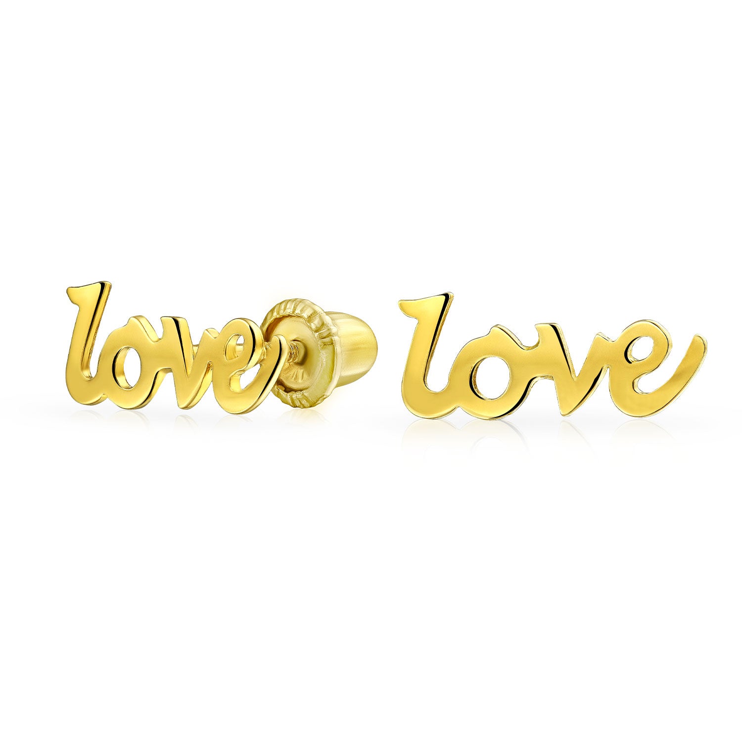 gold-stud-earring-love_gio-fe3405-az Petite 14K Gold Love Symbol Stud Earrings Secure Screwback - Image 1