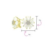Romantic Cat Eye Heart-Shaped Petals Flower Stud Earrings with Omega Clip Earrings Gold For Pierced Ear - Image 9