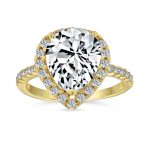 7CT Pear Halo CZ Solitaire Teardrop Statement Engagement Ring .925 Sterling Silver - Image 2