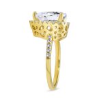 7CT Pear Halo CZ Solitaire Teardrop Statement Engagement Ring .925 Sterling Silver - Image 4