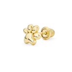 14K Gold Cartilage Ear Stud Pet Paw Print Safety Screwback