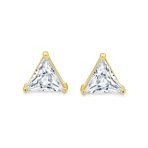 Set of 2 Triangle Clear Cubic Zirconia Stud Earrings Gold Plated Silver 10MM - Image 8