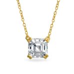 Bridal 4CT Solitaire CZ Asscher Cut Stud Earrings Pendant Gold Plated Silver Set - Image 5