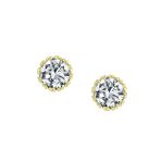 Set of 2 Crown Basket Clear CZ Stud Earrings Gold Plated Sterling Silver 6MM - Image 2