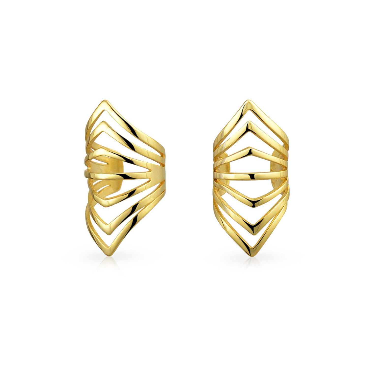 gold-wrap-plated-cuff-modern_pfs-102-4212-r-az_1 Minimalist Chevron Ear Cuff Cartilage Clip Wrap Helix Non-Pierced Gold Plated - Image 1