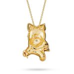 Dog Pendant Necklace Pink Bow Yorkshire Terrier Shih Tzu 14K Gold Plated - Image 2