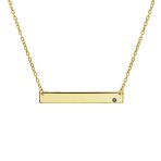 Inspirational Flat Bar Name Pendant Necklace 14K Gold Plated with Birthstone - Image 4