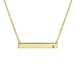 Inspirational Flat Bar Name Pendant Necklace 14K Gold Plated with Birthstone - Image 3